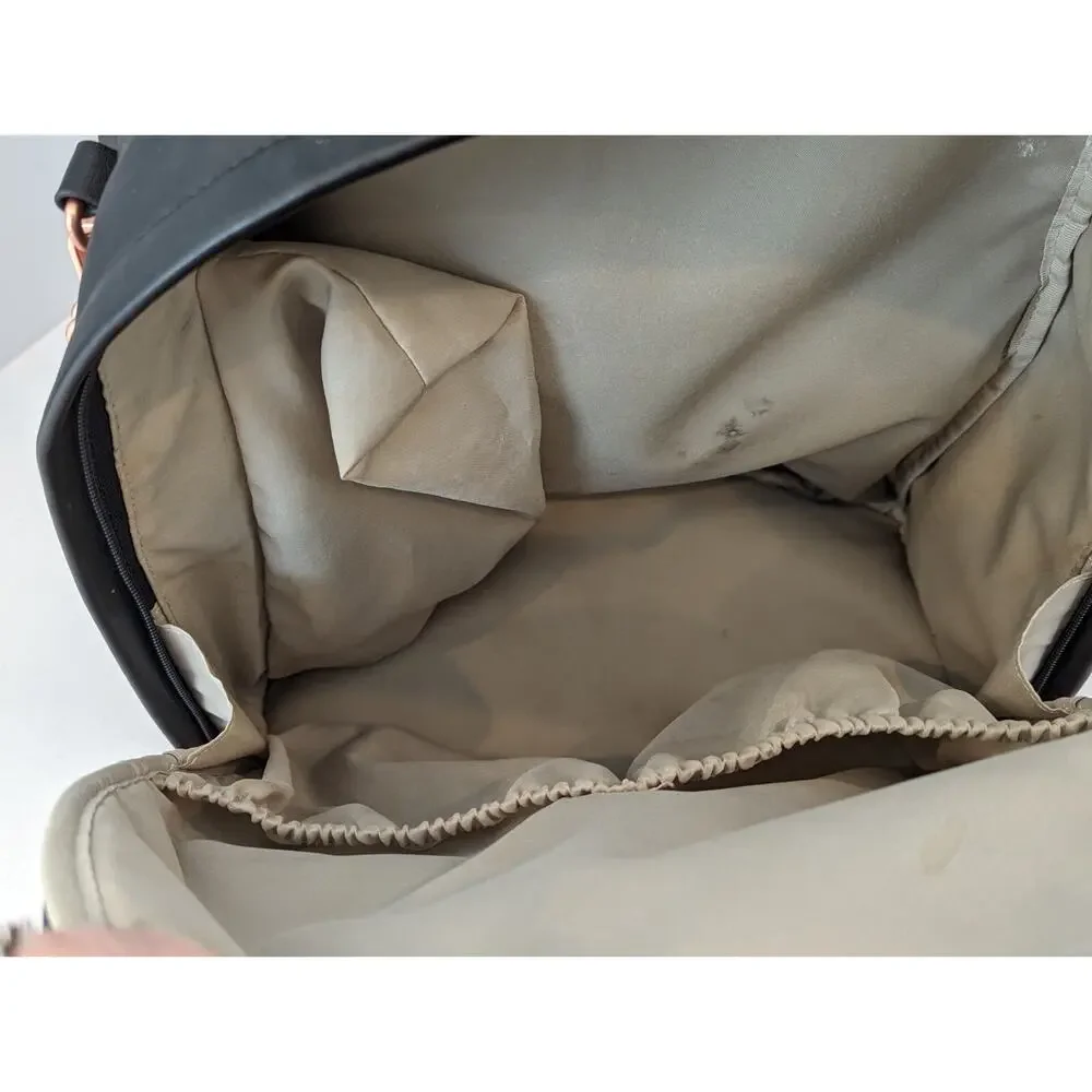 Skip Hop Greenwich Diaper Backpack Black Vegan Leather Rose Gold Hardware